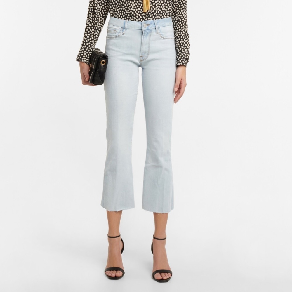 FRAME NWT Le Cropped Mini Boot Cut Mid Rise Raw Hem Light Wash Jeans size 31